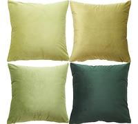 GONOVE Cushion Covers 50cm x 50cm Soft Velvet Colorful Plain Pillowcase Set of 4 Square Decorative Throw Pillow Cover for Home Sofa Bed Chair, Green Series