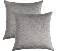 GONOVE Cushion Covers 50x50cm Decorative Retro Embossing Throw Pillow Covers Set of 2 Square Velvet Soft Cushions Pillow Cases for Home Sofa Couch Chair Decor,Grey