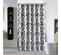 GONOVE Shower Curtain for Bathroom 240 x 200 cm Anti-Mould Mildew Resistant Waterproof Polyester Fabric Mosaic Shower Curtain Liner Long Bath Curtain with Hooks, Washable and Weighted Hem