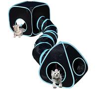 GONPETGP Cat Tunnels for Indoor Cats with Cube Tent Toys Combo, Pop Up Collapsible Crinkle Interactive Peek Hole, Cat Tube with Play Ball and Bell for Kitten, Puppy, Kitty, Rabbit - Set of 3