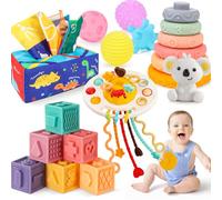 Gontence Baby Toys 12 Months, 5 in 1 Montessori Toys for 1 year old, Sensory Toys | Stacking Blocks | Baby Tissue Box Toy | Sensory Balls for Babies | Stacking Rings | Gifts 6 Months