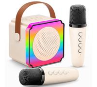 Gontence Karaoke Machine 2 Microphones, Birthday Presents for Girls Toys Age 3-15 Year Old Girls Gifts, Wireless Bluetooth Colorful lights 5 kinds of magic sounds Karaoke Machine kids & Adults