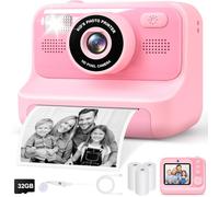 Gontence Kids Camera Instant Print - 2.4'' Selfie kids camera with 32GB Card | 3 Rolls Print Paper - 1080P Kids Digital Camera - Kids Toys Birthday Christmas Gifts for Girls Boys Aged 3-12(Pink)