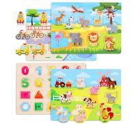 Gontence Wooden Jigsaw Puzzles for Kids - Toys for 2 3 Year Old Boys Girls - Montessori Toys for 1 Year Old - Learning Toys Educational Toys for Toddlers