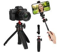 Gonymask Mini Camera Tripod & Phone Stand, Extendable Travel Vlog Tripod with 360° Ball Head & 1/4" Screw, Lightweight Tabletop Selfie Stick for Sony ZV-1/ZV-E10, Canon R50, DJI Pocket 3