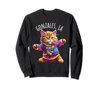 Gonzales LA USA Fun Cute Colorful Dancing Cat Design Sweatshirt