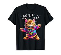 Gonzales LA USA Fun Cute Colorful Dancing Cat Design T-Shirt