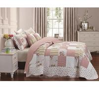 GonZalo GraCia. 2 Piece Bedspread Printed Patchwork Quilted Reversible Bed Spread Single Bed UK Size (Maison, Single)