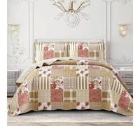 GonZalo GraCia. 3 Piece Bedspread Printed Patchwork Quilted Reversible Bed Spread Super King Bed UK Size (Alvina, Super King)