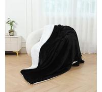 GonZalo GraCia. Black Sherpa Fleece Blanket 150x200cm Reversible Fluffy Sofa Bed Throw (Black Sherpa, Double 150x200 cm)