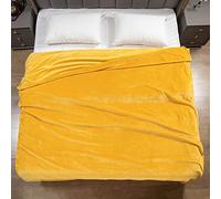 GonZalo GraCia. Fleece Blanket Throws for Sofas 400 GSM Yellow Blankets Sofa Bed Throw Breathable, Fluffy & Warm (Mustard Yellow, King 200x240 cm)