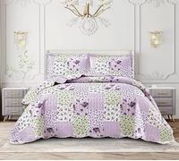 GonZalo GraCia. Quilted Bedspread Printed Patchwork Reversible Bed Spread Bed Throw Comforter Set with Pillow Shams Soft Touch Single Bed UK Size (Province, Single)