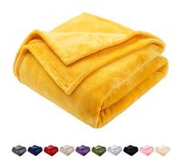 GonZalo GraCia. Reversible Fleece Blanket Double Size | Ultra Soft & Fluffy Fleece Throw Blanket for Sofa & Bed | Breathable & Warm Throw for 3 Seater Sofa (Mustard Yellow, Double 150x200 cm)