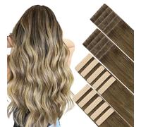 GOO GOO Invisible Tape in Hair Extensions Human Hair Invisi Edge, 12inch 40g, 10pcs Injected with 10pcs Classical Tape ins, 3/8/613 Balayage Walnut Brown to Ash Brown and Bleach Blonde, Remy Hair