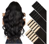 GOO GOO Invisible Tape in Hair Extensions Human Hair Invisi Edge, 14inch 50g, 10pcs Injected with 10pcs Classical Tape ins, 1B Natural Black, Virgin Remy Hair, Natural Looking