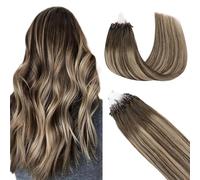 GOO GOO Micro Loop Hair Extensions Remy Hair, 16inch 50g 50S, #4/26/4 | Balayage Chocolate Brown to Honey Blonde, EasyFit, Convenient, Micro Bead Link, Natural Volume Boost, Cold Fusion, Daily Wear