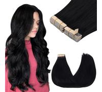 GOO GOO Tape in Hair Extensions human hair,16inch 100g 40pcs, Human Hair Extensions, 1 Jet Black