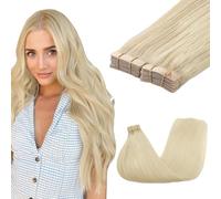 GOO GOO Tape in Hair Extensions human hair, tape Hair Extensions, 18inch 100g 40pcs, Human Hair Extensions, 60A Platinum Blonde