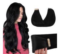 GOO GOO Tape in Hair Extensions human hair, tape Hair Extensions, 20inch 50g 20pcs, Human Hair Extensions, 1 Jet Black