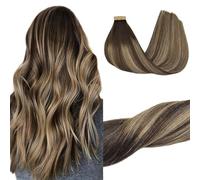GOO GOO Tape in Hair Extensions human hair, tape Hair Extensions, 20inch 50g 20pcs, Human Hair Extensions, 4/26/4 Chocolate Brown to Honey Blonde