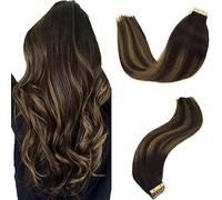 GOO GOO Tape in Hair Extensions human hair, tape Hair Extensions, 24inch 50g 20pcs, 2/6/2 Dark Brown Balayage