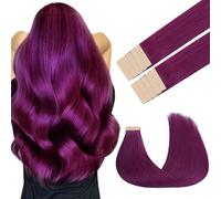 GOO GOO Tape in Hair Extensions Human Hair, Violet, 18inch 25g 10pcs