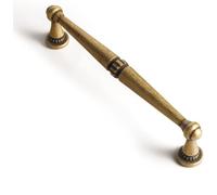 Goo-Ki 6 Pack Antique Brass Cabinet Handles - 5 Inch Hole Center Retro Brass Drawer Pulls, Solid Vintage Bronze Cabinet Handle Bar Pull Classic Hardware for Dresser Cupboard Wardrobe