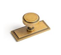 Goo-Ki 6 Pack Antique Brass Cabinet Knobs with Backplate Zinc Alloy Kitchen Hardware - Vintage Brass Drawer Knob Single Hole/Screw Dresser Handles Cabinet Pulls with Spacer