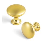 Goo-Ki 6 Pack Cabinet Knobs Brushed Gold Drawer Knobs Solid Zinc Alloy Kitchen Hardware - Modern Single Hole/Screw Bar Cabinet Pulls Dresser Handles