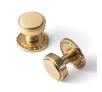 Goo-Ki 6 Pack Cabinet Knobs with Plate Champagne Bronze Drawer Knobs with Spacer Zinc Alloy Kitchen Hardware - Single Hole/Screw Bar Cabinet Pulls Solid Drawer Handles