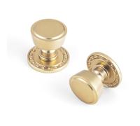 Goo-Ki 6 Pack Cabinet Knobs with Spacer Champagne Bronze Drawer Knobs with Plate Zinc Alloy Kitchen Hardware - Single Screw Cabinet Pulls Solid Drawer Handles
