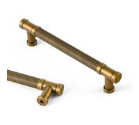 Goo-Ki 6 Pack Knurled Cabinet Pull Antique Brass Cabinet Pulls Handles, 5.04" c-c Vintage Brass Bar Drawer Pulls Kitchen Cabinet Hardware