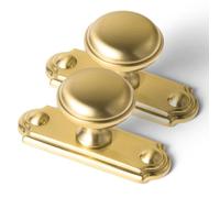 Goo-Ki 6pack Cabinet Knobs Brushed Gold Drawer Knobs with Backplate Zinc Alloy Kitchen Hardware - Single Hole/Screw Bar Cabinet Pulls Dresser Handles with Spacer