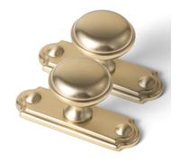 Goo-Ki 6pack Cabinet Knobs Champagne Bronze Drawer Knobs with Backplate Zinc Alloy Kitchen Hardware - Single Hole/Screw Bar Cabinet Pulls Drawer Handles with Spacer