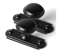 Goo-Ki 6pack Cabinet Knobs Matte Black Drawer Knobs with Backplate Zinc Alloy Kitchen Hardware - Modern Black Single Hole/Screw Bar Cabinet Pulls Dresser Handles with Spacer
