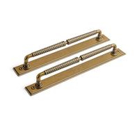 Goo-Ki 7.56" c-c Antique Brass Cabinet Drawer Pulls with Backplate/Base Plate Zinc Alloy Kitchen Hardware - 6 Pack Vintage Bronze Retro Brass Bar Pull Handles for Cupboard Wardrobe,9650GT-192-G015