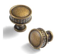Goo-Ki Antique Brass Weave Cabinet Knobs for Drawer Kitchen Zinc Alloy Hardware - 6 Pack Vintage Retro Brass Woven Single Screw/Hole Bar Pulls Cabinet Handles