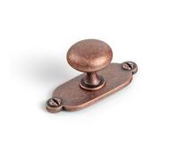 Goo-Ki Antique Copper Zinc Alloy Cabinet Knob with Backplate - Single Hole Center Cabinet Pull Hardware for Bedroom, Kitchen, 2 Pack(8611-G013)