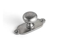 Goo-Ki Antique Sliver Zinc Alloy Cabinet Knob with Backplate - Single Hole Center Cabinet Pull Hardware for Bedroom, Kitchen, 2 Pack（8611-G013）