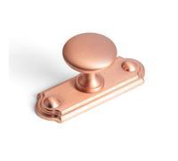 Goo-Ki Brushed Copper Cabinet Knobs with Backplate Zinc Alloy Kitchen Hardware - 6 Pack Solid Drawer Knobs Single Screw/Hole Dresser Handles with Spacer