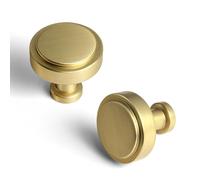 Goo-Ki Brushed Gold Cabinet Drawer Knobs Zinc Alloy Kitchen Hardware 6 Pack - Modern Single Hole Bar Pull Handles for Cupboard Wardrobe,2503LSJ-Knob