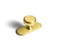 Goo-Ki Brushed Gold Cabinet Knobs with Backplate Zinc Alloy Kitchen Hardware - 6 Pack Single Hole/Screw Drawer Pulls Handles with Spacer,2503LSJ-G019