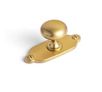 Goo-Ki Brushed Gold Zinc Alloy Cabinet Large Knob with Backplate - Single Hole Center Cabinet Pull Hardware for Bedroom, Kitchen, 2 Pack（8611-G013）