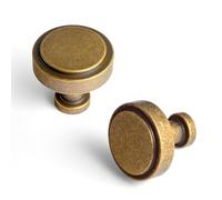 Goo-Ki Cabinet Knobs Antique Brass Zinc Alloy Hardware Kitchen Drawer Knob - 6 Pack Vintage Retro Bronze Single Hole/Screw Bar Pull Handles for Cupboard Wardrobe,2503GT-Knob