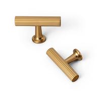 Goo-Ki Dark Gold Bronze Zinc Alloy Cabinet T-Bar Knob - Single Hole Striped Decorations Cabinet Pull Hardware for Bedroom, Kitchen, 6 Pack