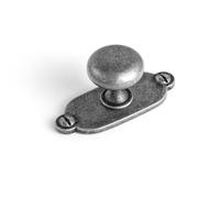 Goo-Ki Weathered Nickel Zinc Alloy Cabinet Knob with Backplate - Single Hole Center Cabinet Pull Hardware for Bedroom, Kitchen, 2 Pack(8611-G013)