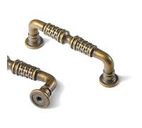 Goo-Ki Woven Cabinet Pulls Antique Brass 6pack Weave Drawer Handles - 3" c-c Vintage Retro Brass Bar Pull Handle Zinc Alloy Kitchen Hardware