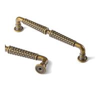 Goo-Ki Woven Cabinet Pulls Antique Brass 6pack Weave Drawer Handles - 5.04" c-c Vintage Retro Brass Bar Pull Handle Zinc Alloy Kitchen Hardware