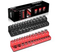 GOOACC 1/4" Magnetic Socket Organizer Set, 2-Piece Metric & SAE Socket Drive Holders, 1/4 inch Drive Socket Organizer Set Holds 52 Standard Sockets for Tool Box