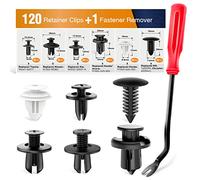 GOOACC 120PCS Car Bumper Retainer Clips & Nylon Fasteners Rivet Kit 6mm 7.6mm 8mm 8.8mm 10mm Door Trim Panel Clips Bumper Push Rivet Clips, 1PC Fastener Remover, Black